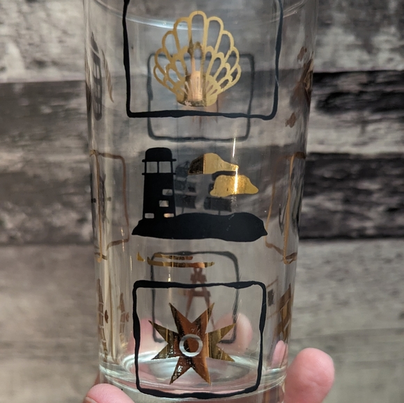 Gorgeous Midcentury HighBall Glasses with Nautical Motif - Picture 5 of 6